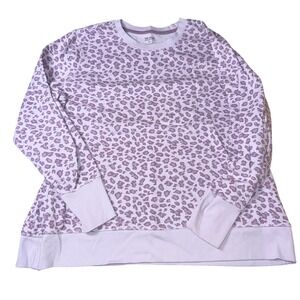 Tek Gear Ultrasoft Fleece Purple Leopard Print Sweatshirt Thumbholes 2X